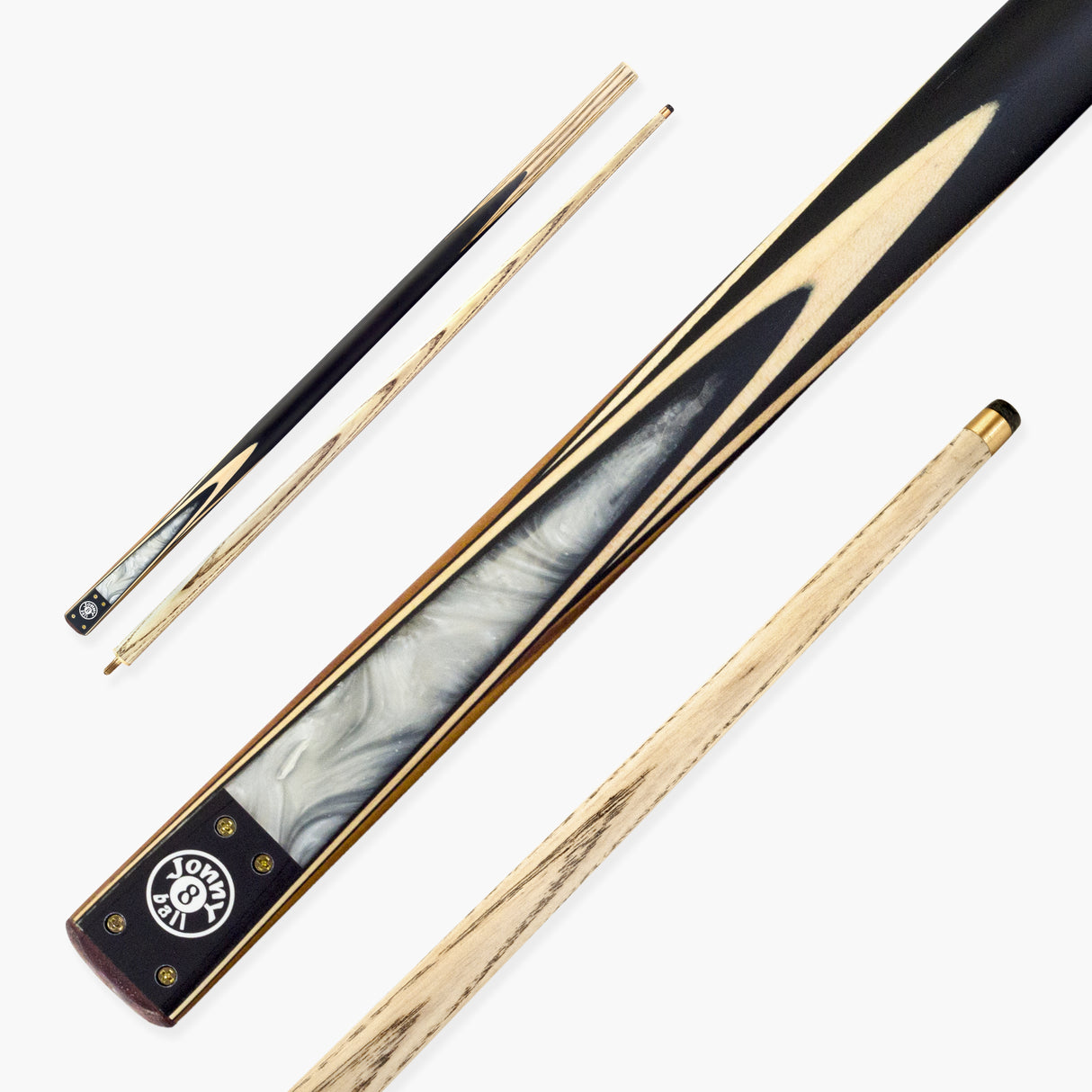 Jonny 8 Ball Marble 57 Inch 2 Piece Matching Ash Snooker Pool Cue with 9mm Tip