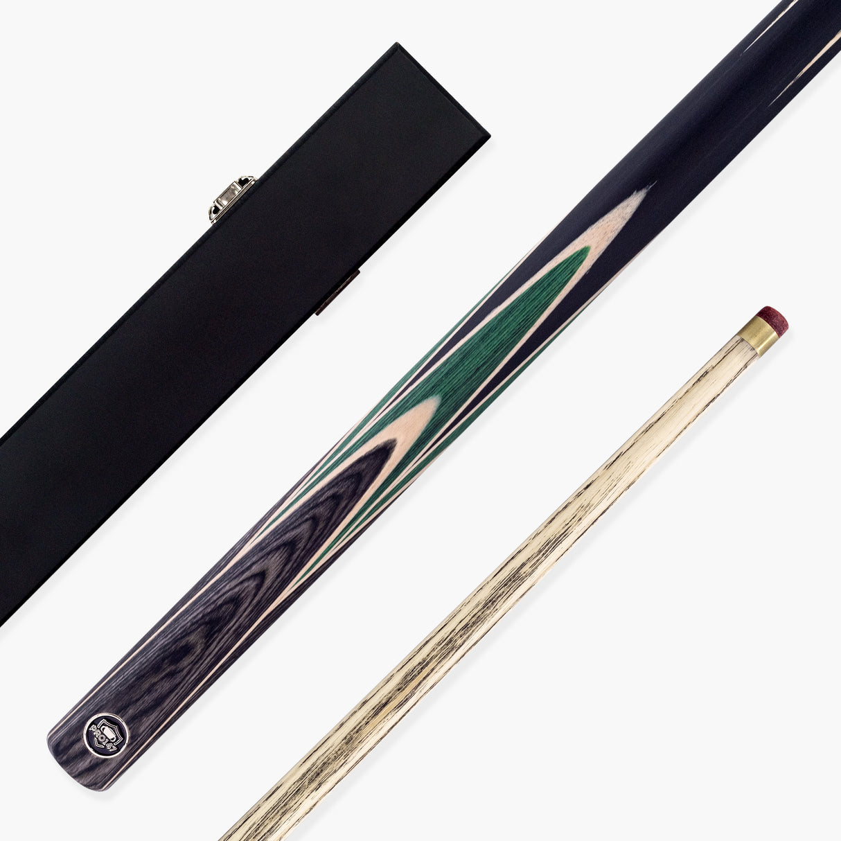 PRO147 Vortex 2 Piece 57 Inch Snooker and English Pool Cue and Case Set with 9.5mm Red Layered Tip