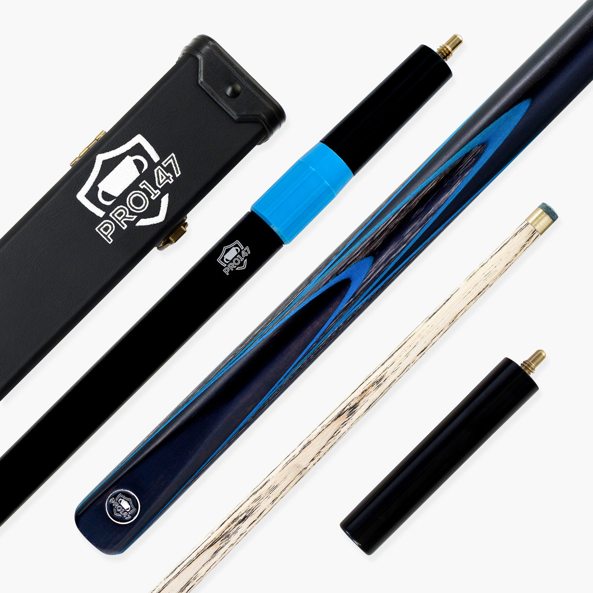 PRO147 Apollo 58 Inch 3/4 Jointed Hand Spliced Premium Snooker and Pool Cue and Case Set 9.5mm Tip