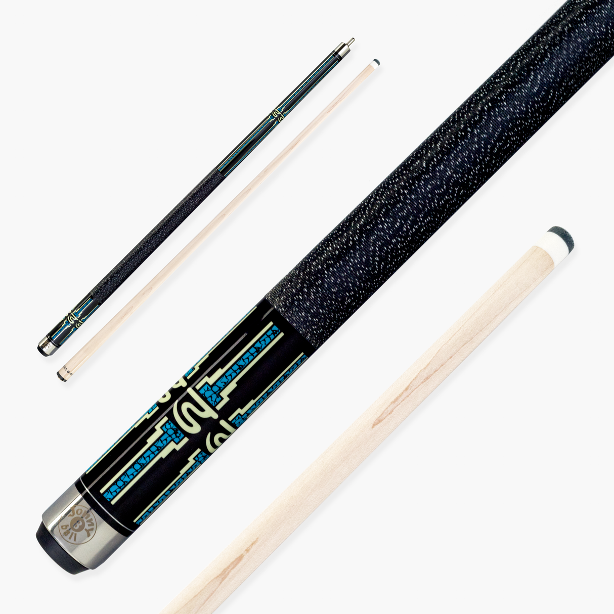 Jonny 8 Ball Mosaic Americano 2 Piece Heavy Weight Maple American Pool Cue 12mm Tip