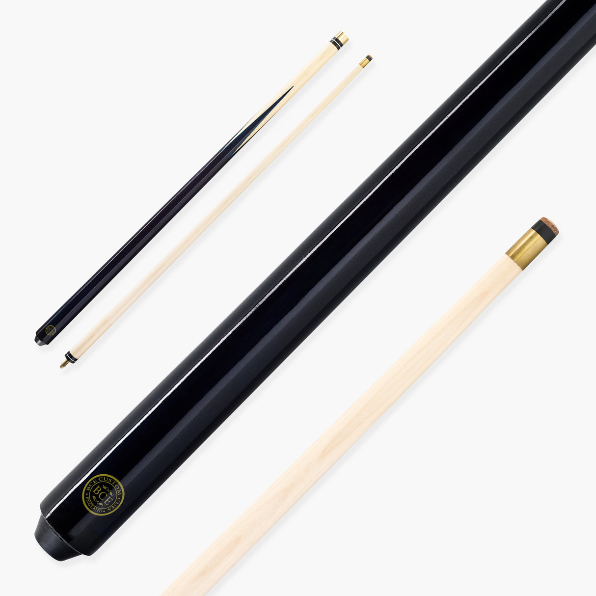 BCE 57 Inch 2pc Clubline Economy Hardwood Pool Snooker Cue with 11mm Screw On Tip Cue + Case