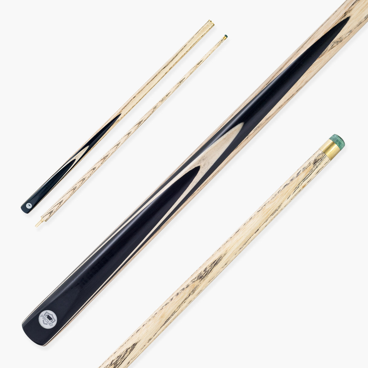 PRO147 Pro Match Ebony 2 Piece Snooker and Pool Cue 9.5mm Green Layered Tip