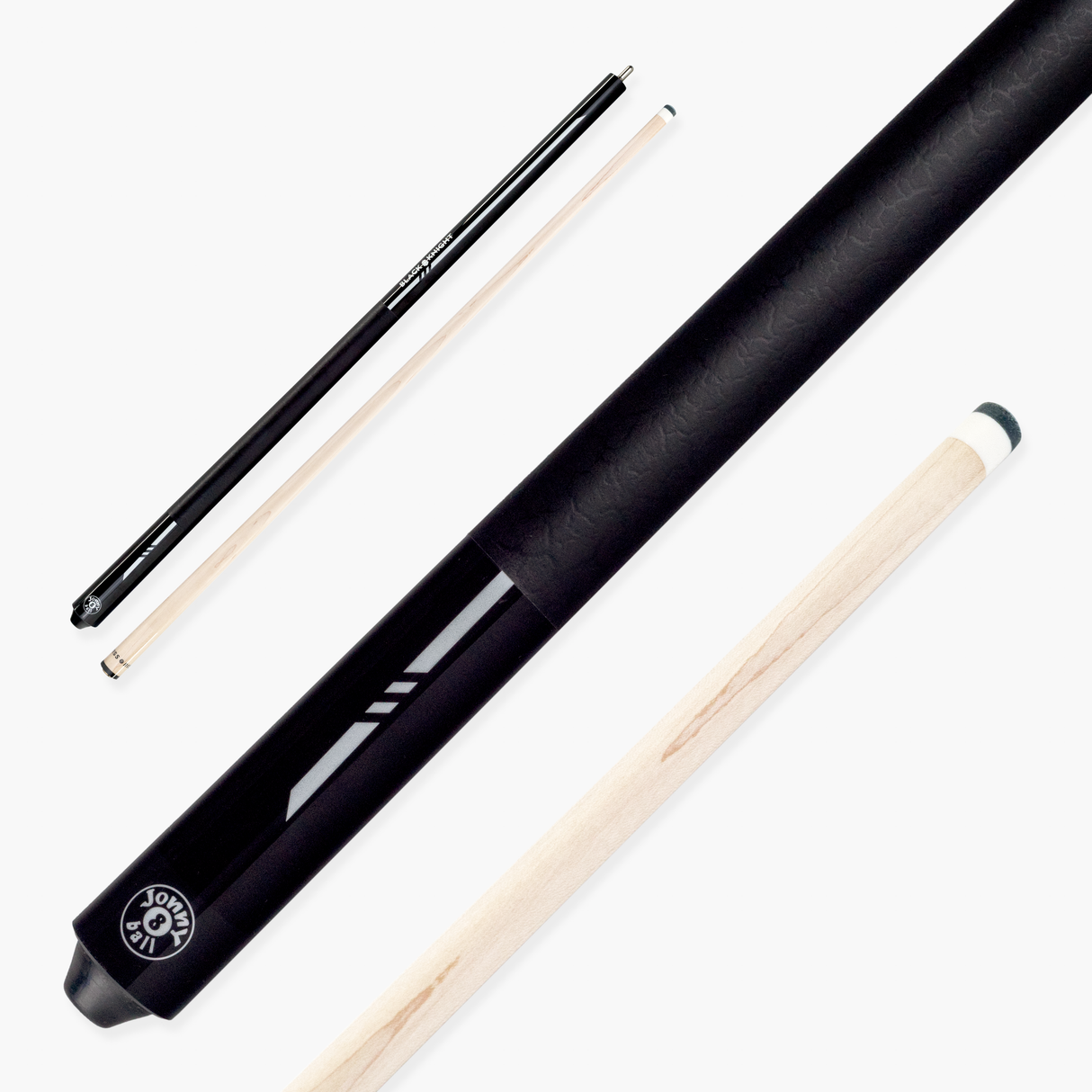 Jonny 8 Ball 58 Inch 2 Piece Maple American Pool Cue 12mm Tip - BLACK