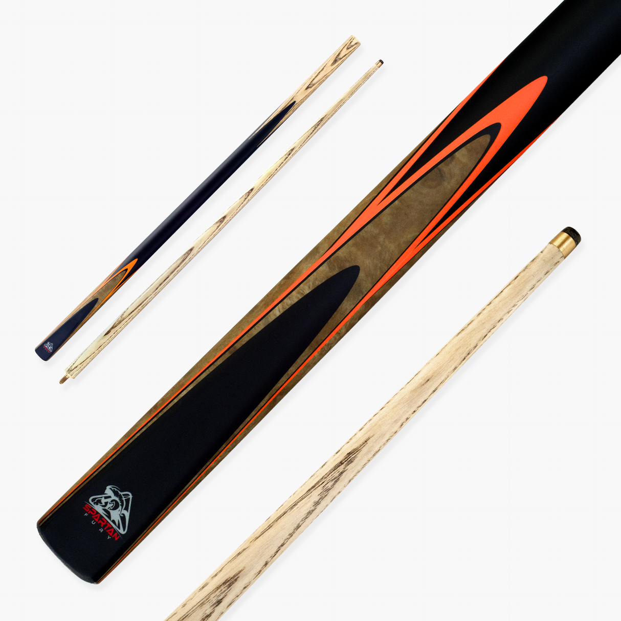 Spartan Fury CONQUEST 2 Piece Matching Ash Centre Joint Snooker Pool Cue 9.5mm Tip