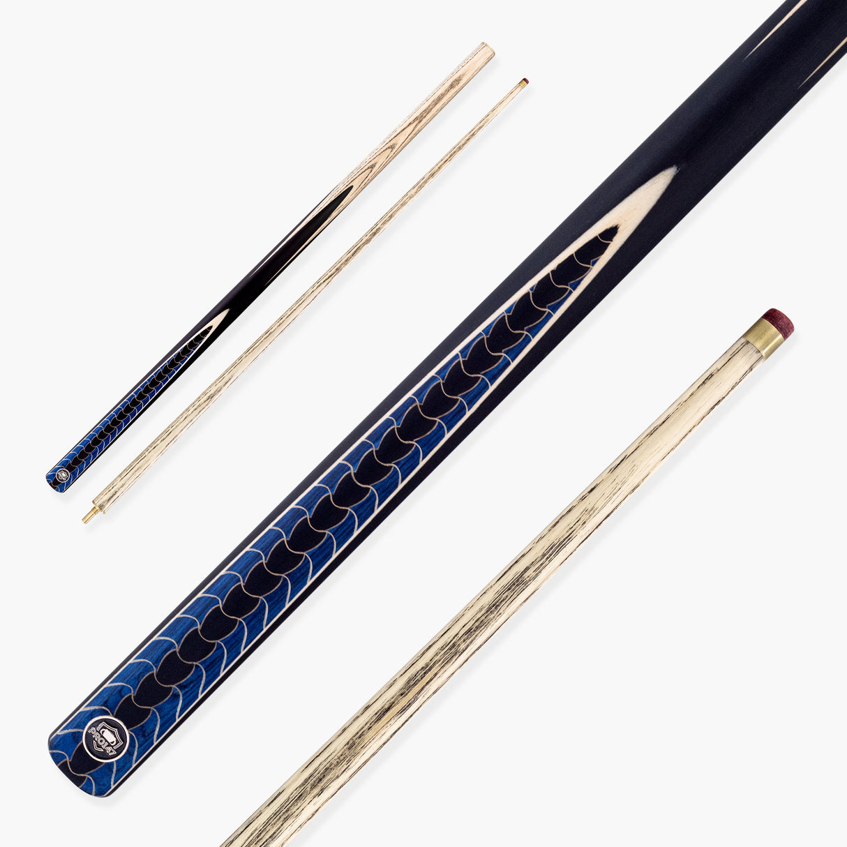 PRO147 Blue Dragon 57 Inch 2 Piece Snooker and Pool Cue with 9.5mm Red Layered Professional Tip