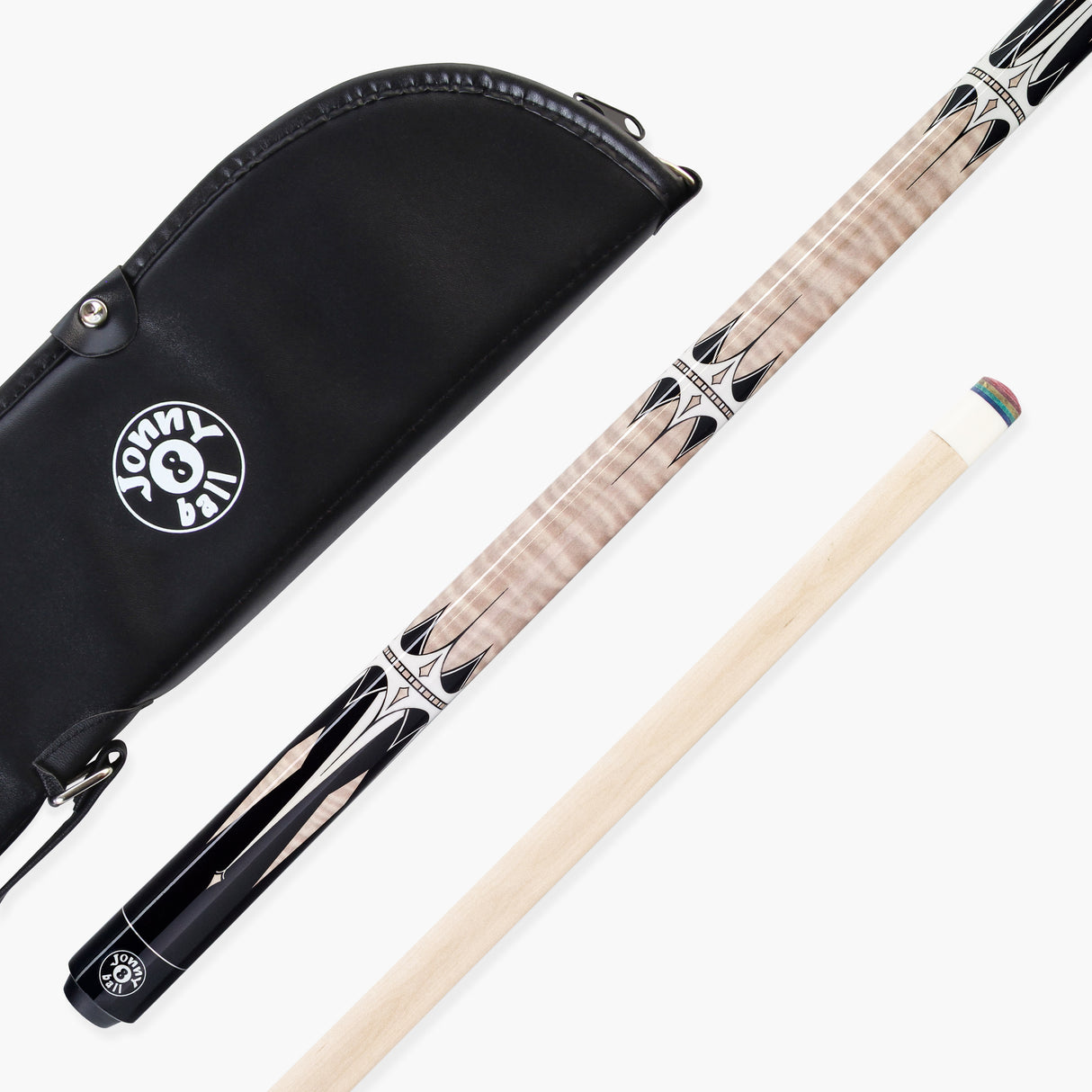 Jonny 8 Ball Harpoon 58 Inch 2 Piece American Pool Cue and Case Set 13mm Layered Tip