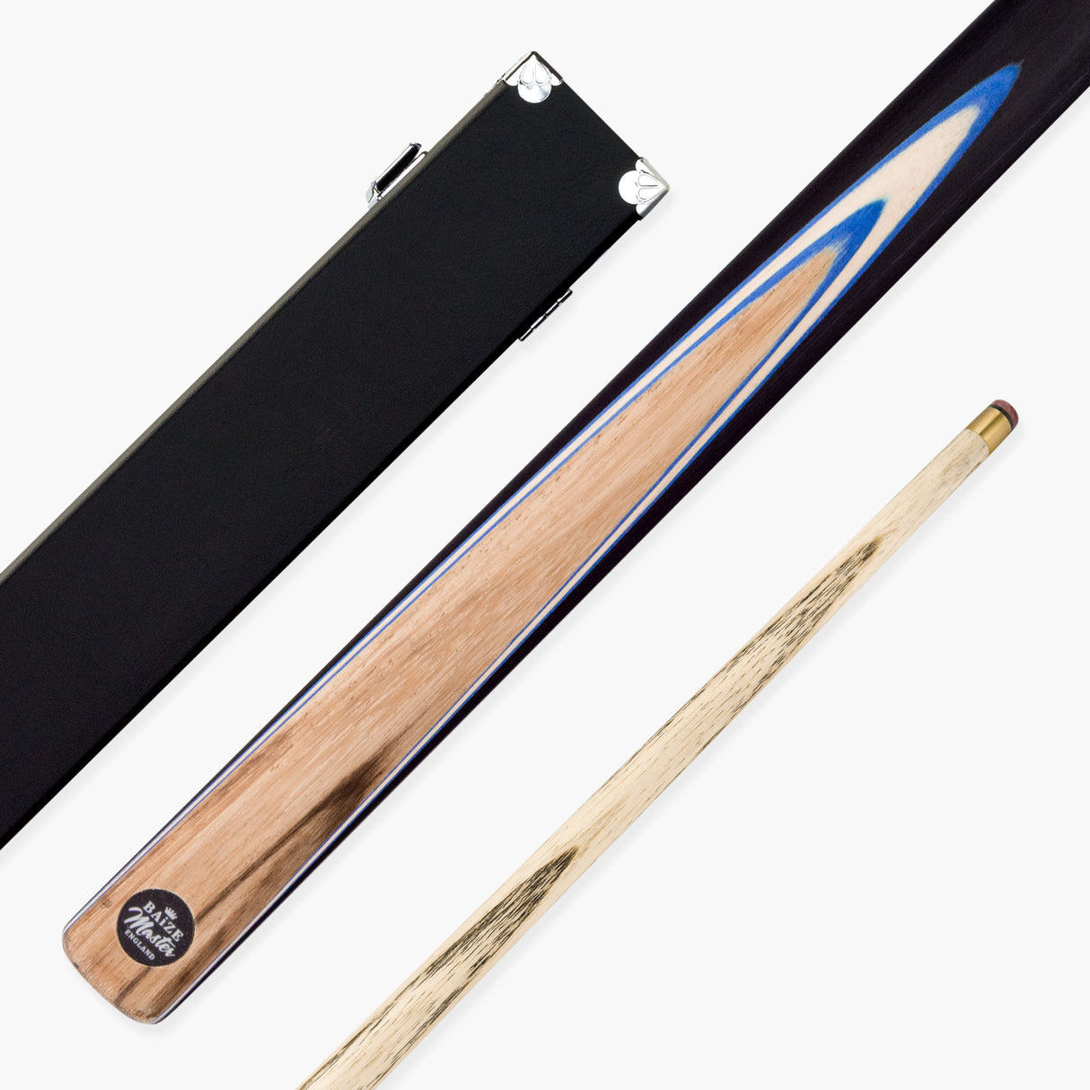 Baize Master Challenger 2 Piece Snooker Pool Cue and Case Set 9.5mm Pro Leather Tip with Black Hard Case