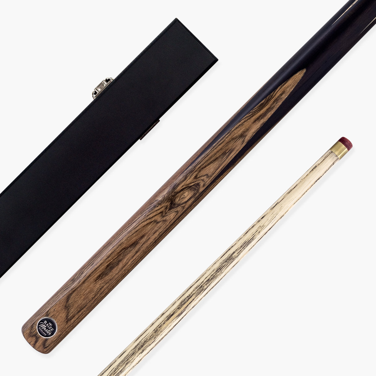 Baize Master Golden Sandalwood 2 Piece 57 Inch English Pool Cue and Case Set with 9.5mm Red Layered Tip