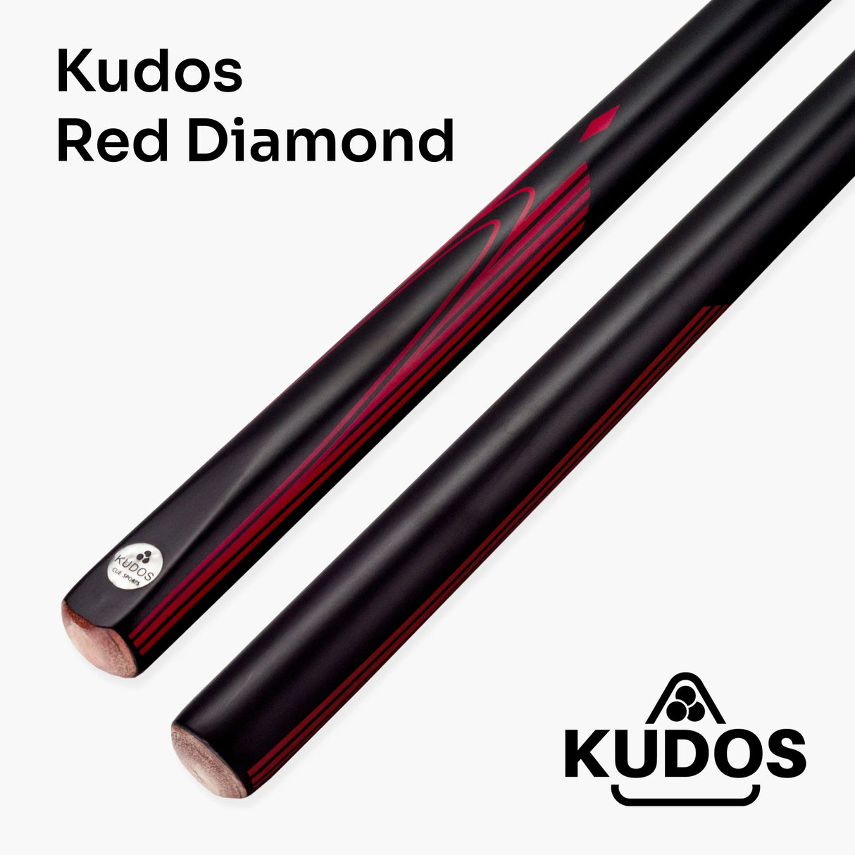 Kudos DIAMOND 57 Inch 2 Piece Matching Ash Grain Snooker Pool Cue - 9.5mm Tip Kudos
