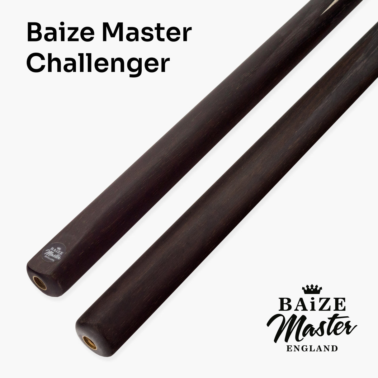 Baize Master Challenger 2 Piece Snooker Pool Cue and Case Set 9.5mm Pro Leather Tip with Black Hard Case