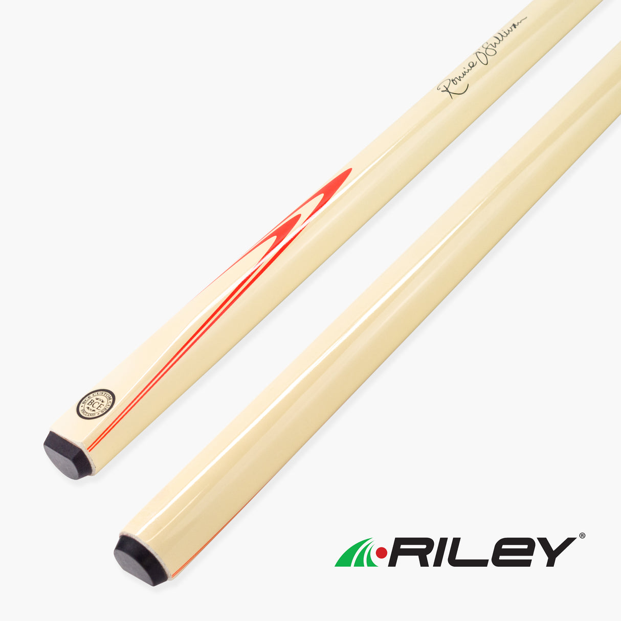 BCE Ronnie O’Sullivan Endorsed Limited Edition 2 Piece Ash Snooker and English Pool Cue and Case Set 9.5mm Tip - Orange Flare