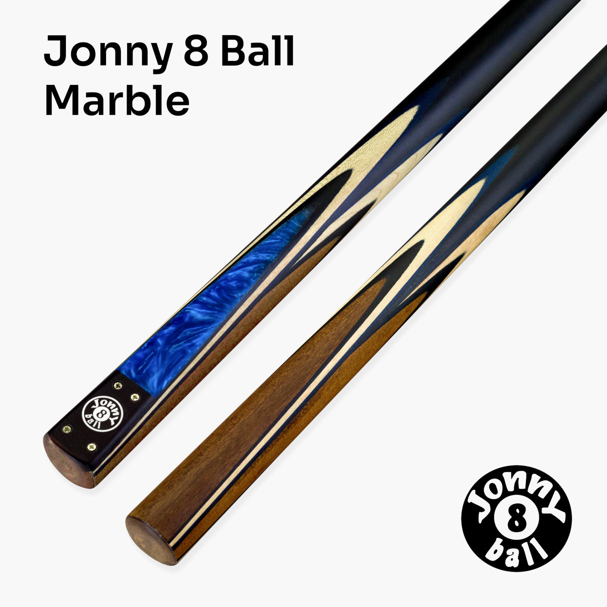 Jonny 8 Ball Marble 57 Inch 2 Piece Matching Ash Snooker Pool Cue with 9mm Tip