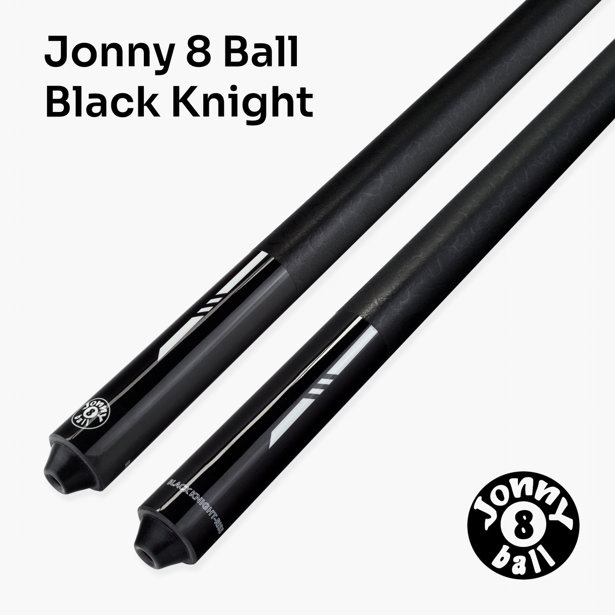 Jonny 8 Ball 58 Inch 2 Piece Maple American Pool Cue 12mm Tip - BLACK