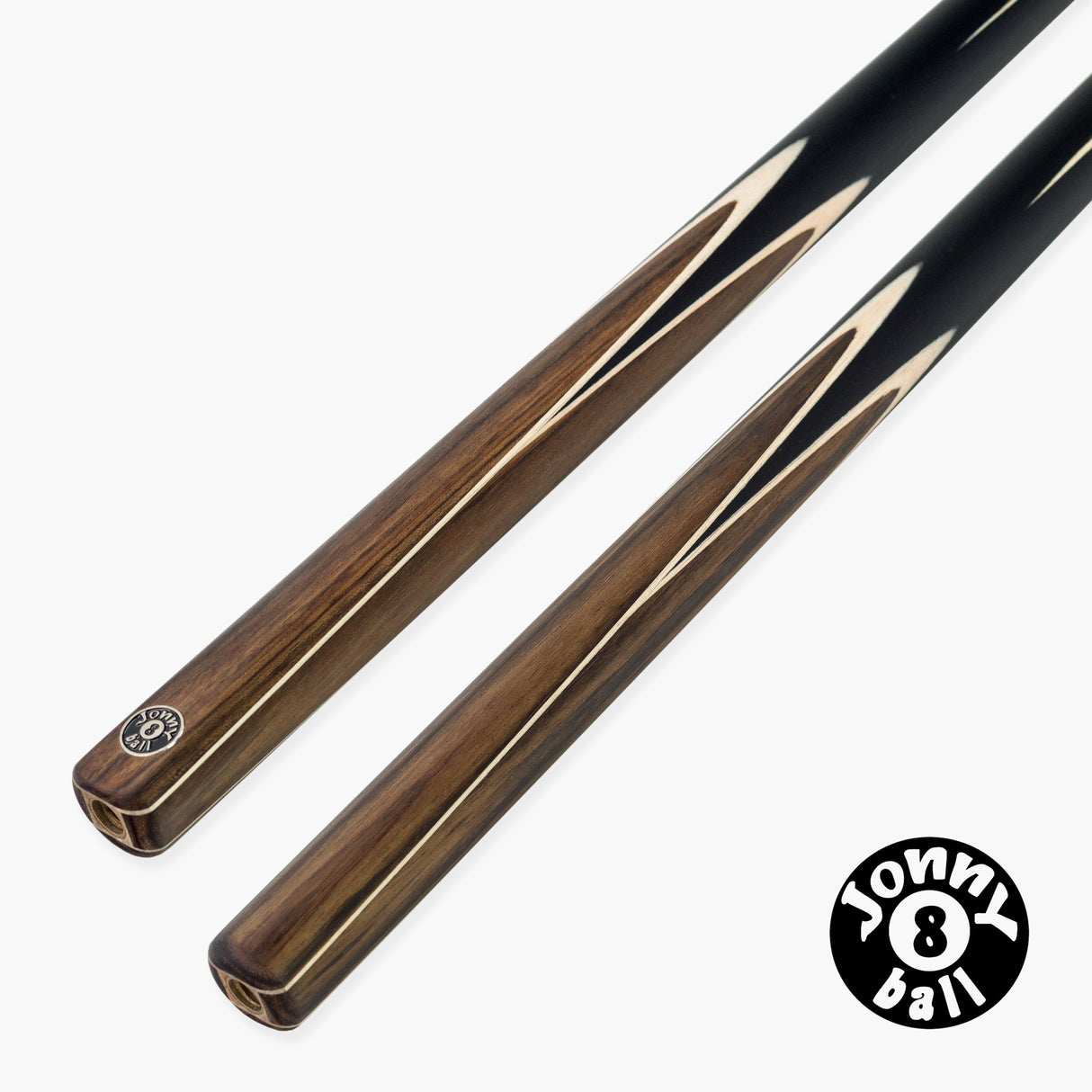 Jonny 8 Ball Walnut 57 Inch One Piece English Pool Cue with UV Printed Ash Shaft and 8.5mm Red Layered Tip