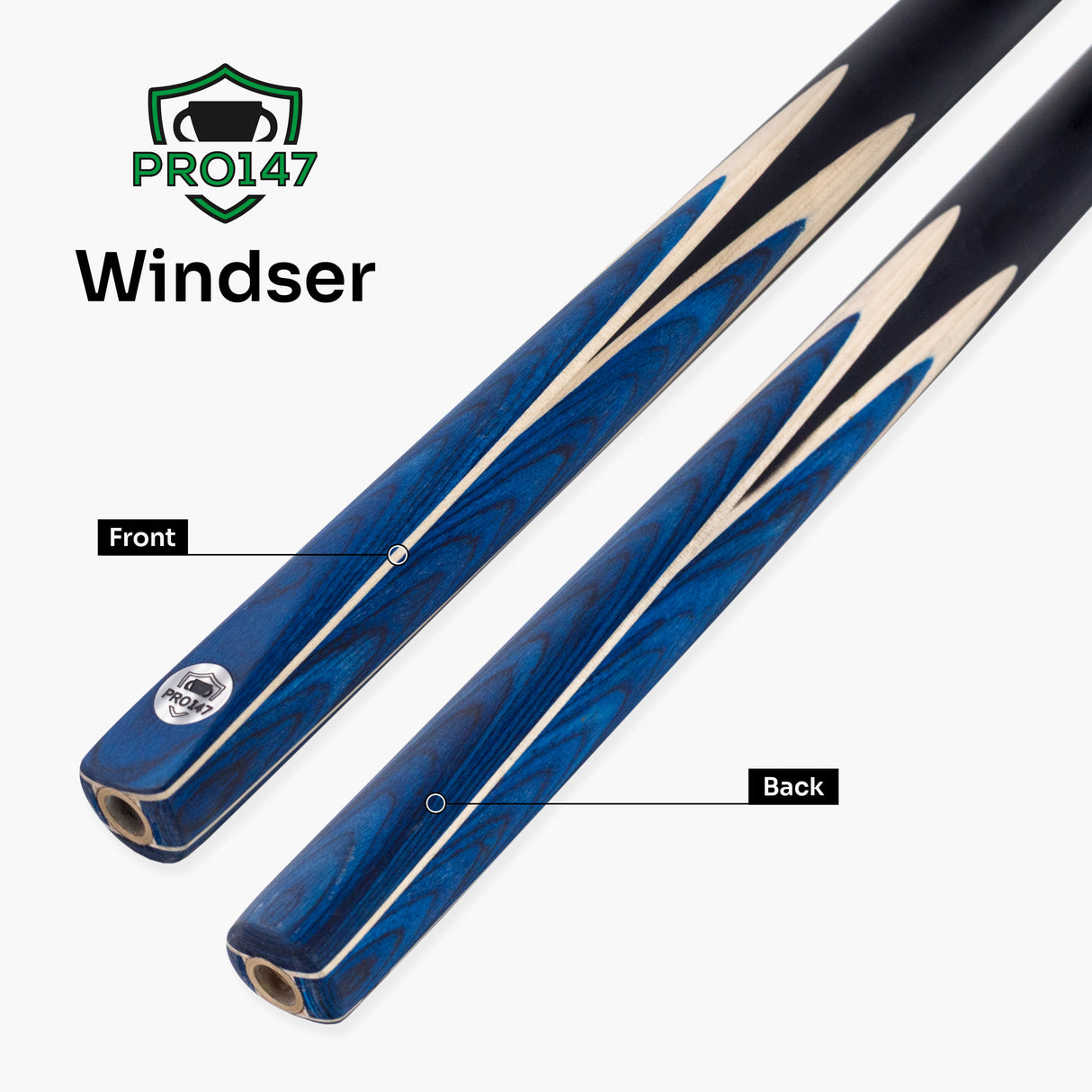 PRO147 Windser 57 Inch 2 Piece Ash Snooker and Pool Cue with 9.5mm Tip