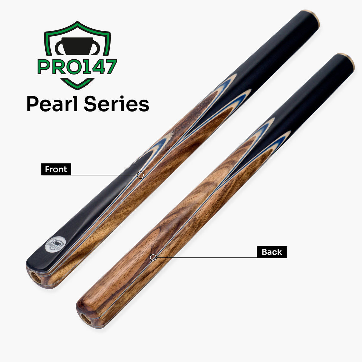 PRO147 Pearl Series Blue Zebra 3/4 Joint Deluxe Cue and Case Set with 9.5mm Professional Red Leather Tip
