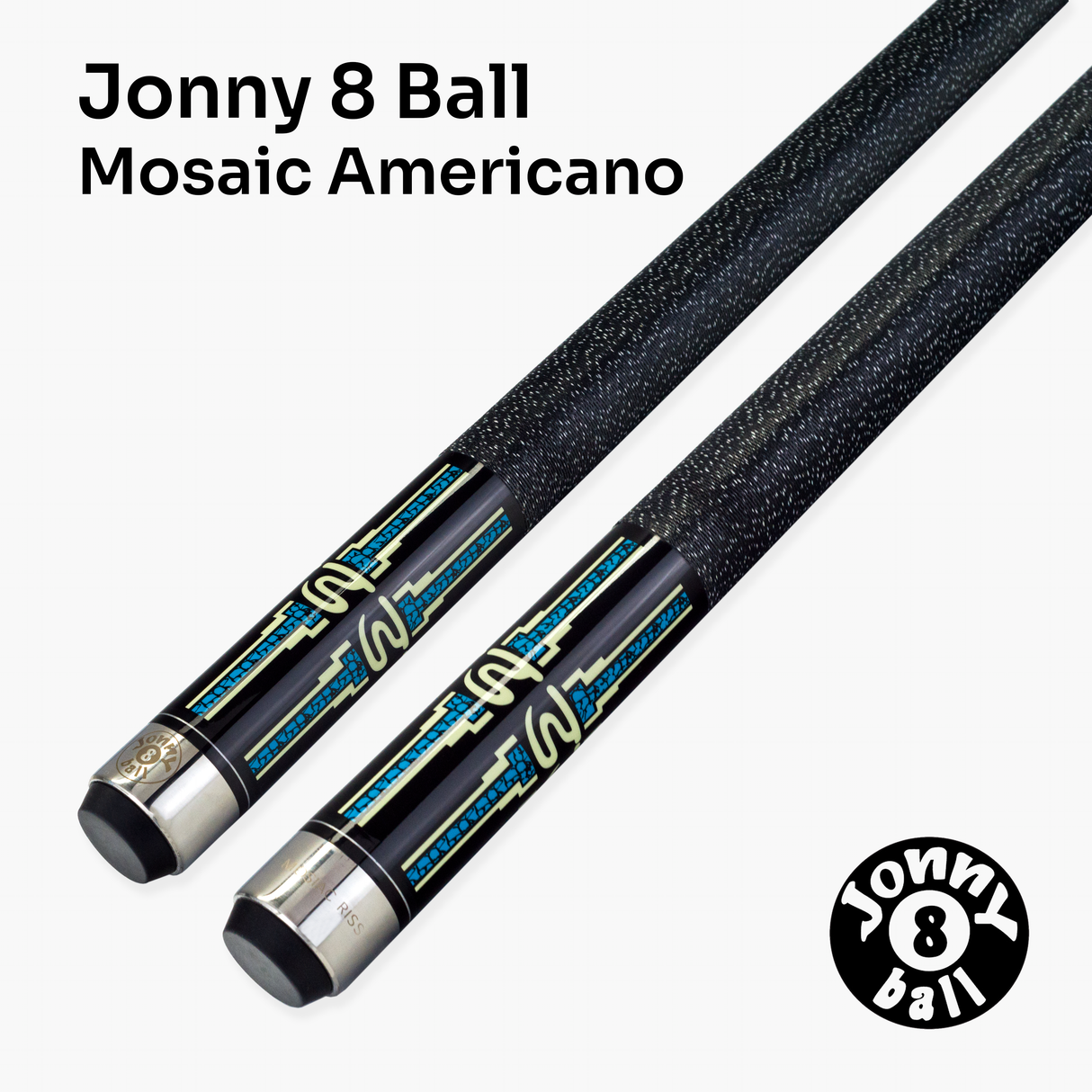 Jonny 8 Ball Mosaic Americano 2 Piece Heavy Weight Maple American Pool Cue 12mm Tip
