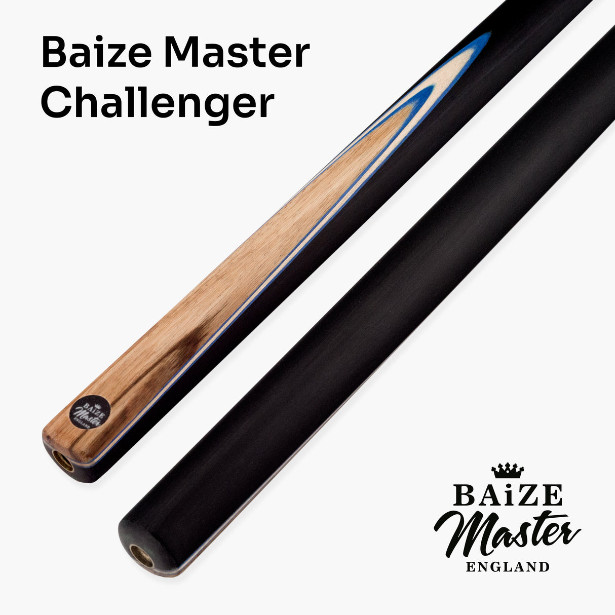 Baize Master Challenger 2 Piece Snooker Pool Cue and Case Set 9.5mm Pro Leather Tip with Black Hard Case