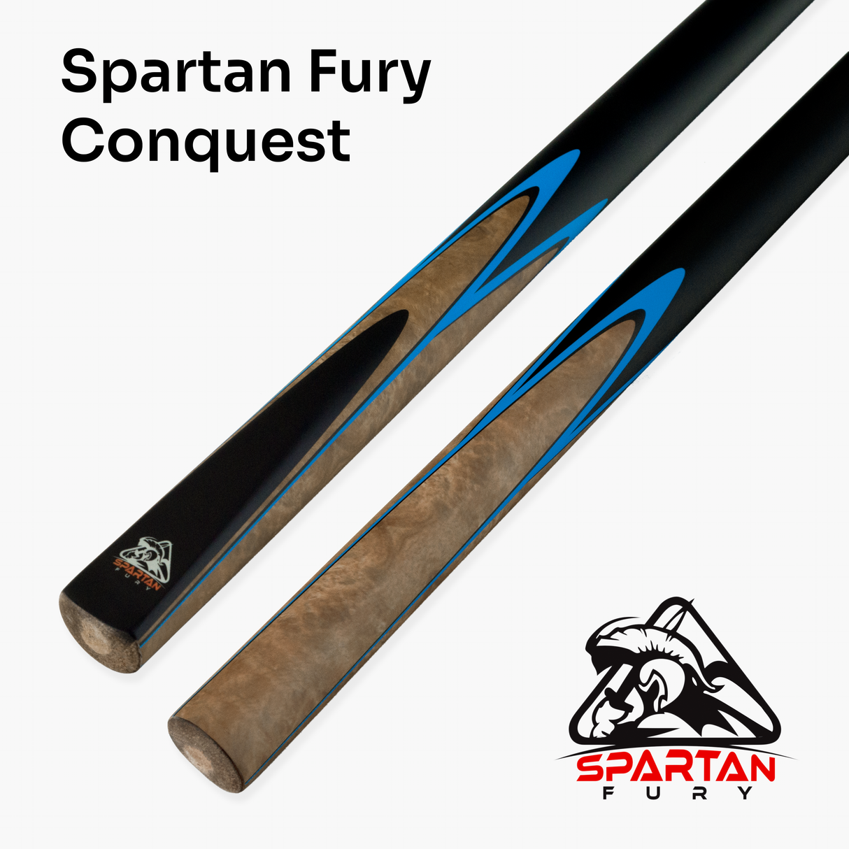 Spartan Fury CONQUEST 2 Piece Matching Ash Centre Joint Snooker Pool Cue 9.5mm Tip