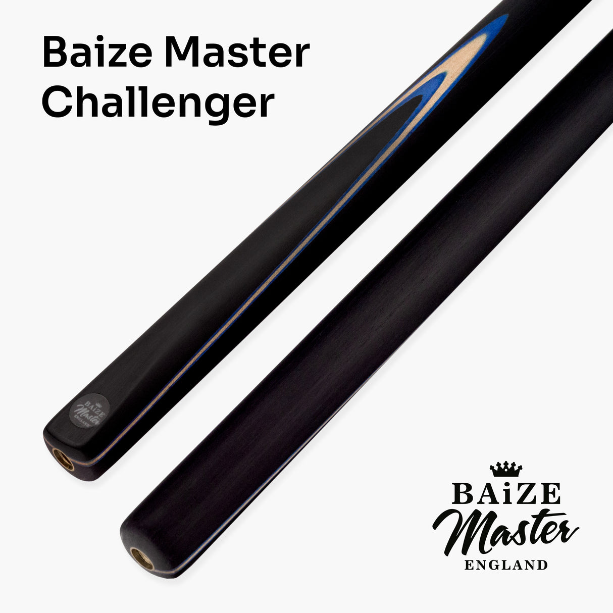 Baize Master Challenger 2 Piece Snooker Pool Cue and Case Set 9.5mm Pro Leather Tip with Black Hard Case
