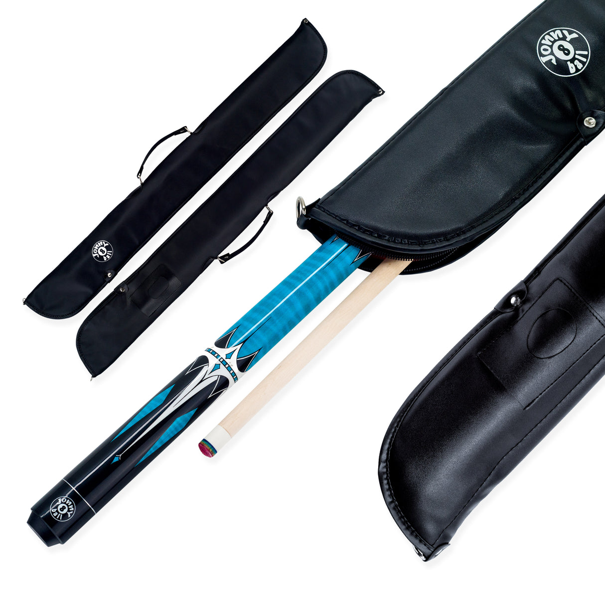 Jonny 8 Ball Harpoon 58 Inch 2 Piece American Pool Cue and Case Set 13mm Layered Tip