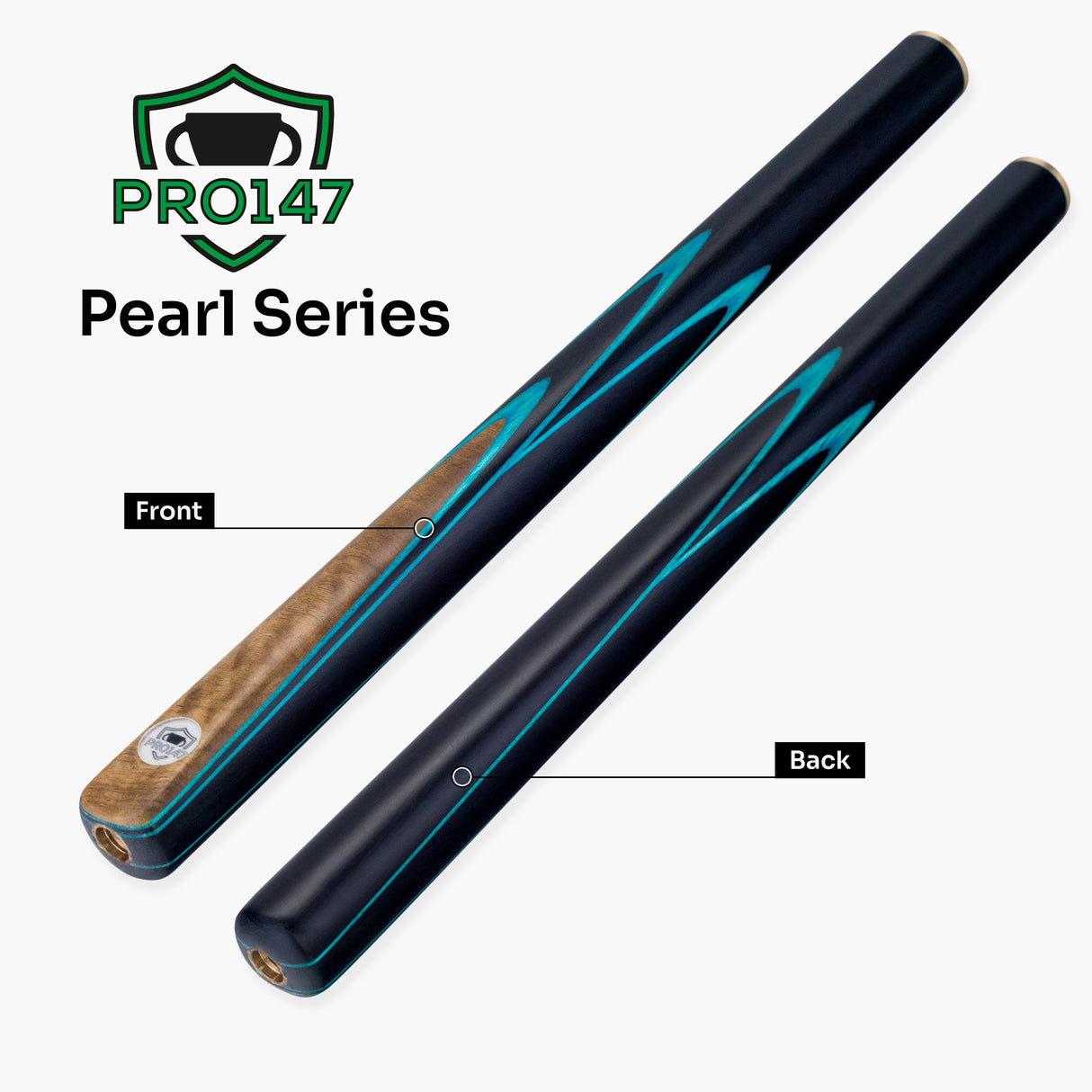 PRO147 Pearl Series Blue Burl 3/4 Joint Deluxe Cue and Case Set with 9.5mm Professional Red Leather Tip