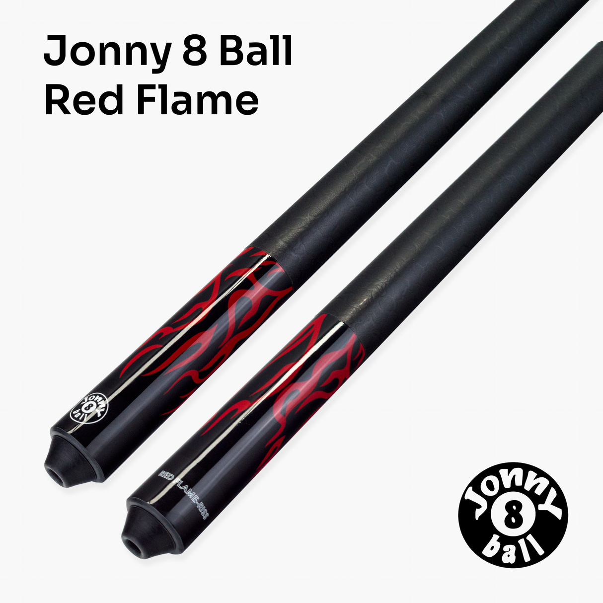 Jonny 8 Ball 58 Inch 2 Piece Maple American Pool Cue 12mm Tip - BLACK