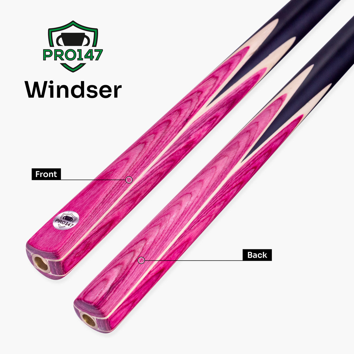 PRO147 Windser 57 Inch 2 Piece Ash Snooker and Pool Cue with 9.5mm Tip
