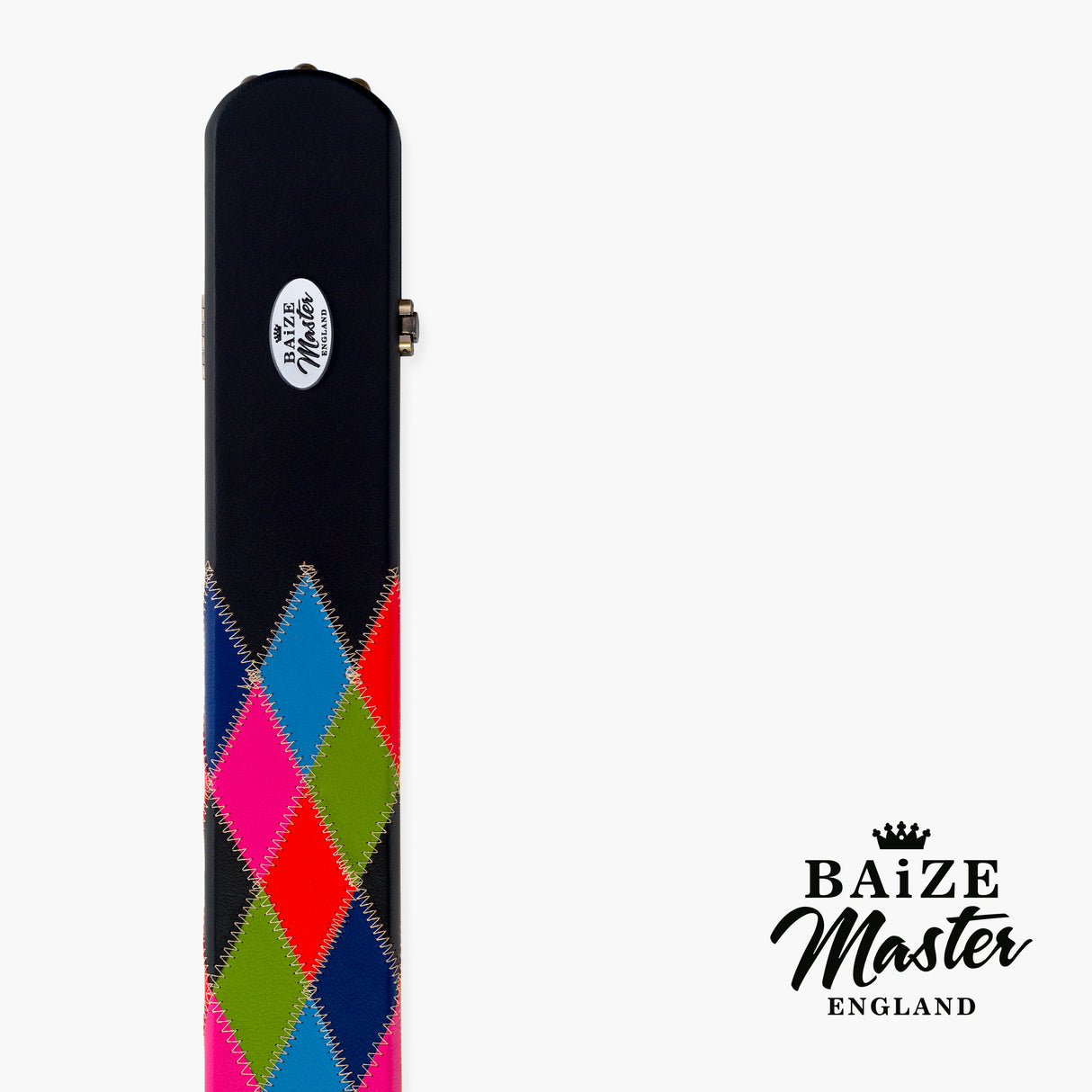 Baize Master 3/4 Joint 2 Slot DIAMONDS Luxury Round End Case with Studs - Holds 1 x ¾ Cue + Extensions and Accessories