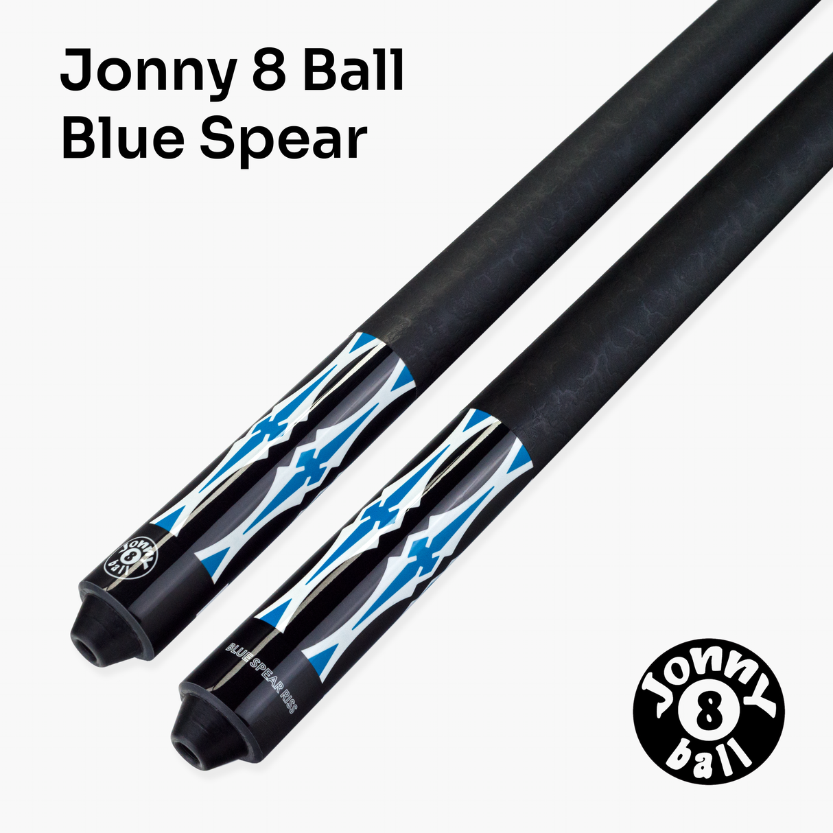 Jonny 8 Ball 58 Inch 2 Piece Maple American Pool Cue 12mm Tip - BLUE