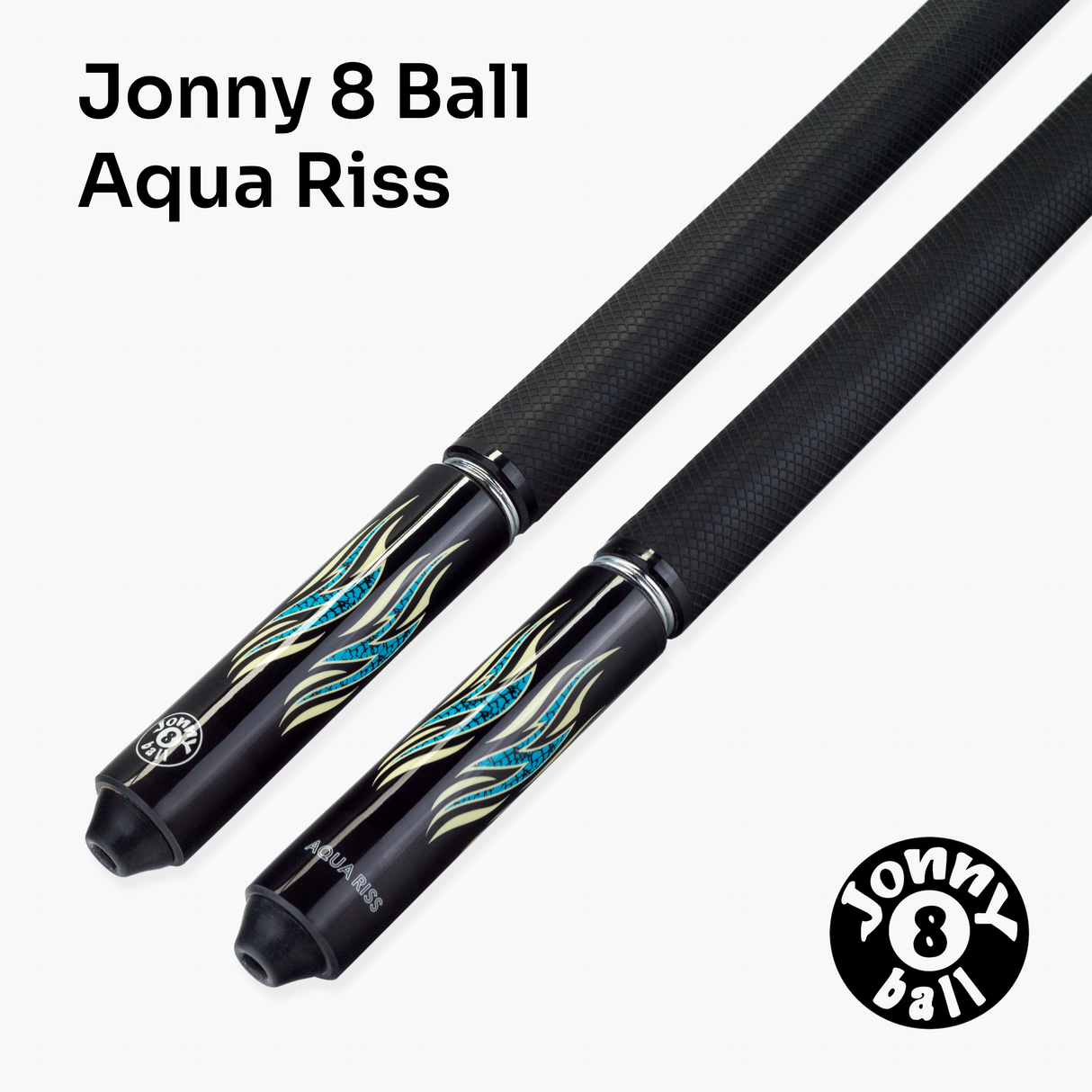 Jonny 8 Ball 58 Inch 2 Piece Maple American Pool Cue 12mm Tip - BLUE