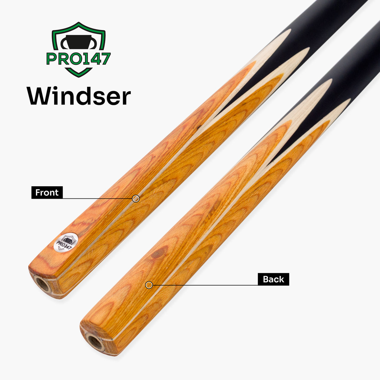 PRO147 Windsor 2 Piece Snooker and Pool Cue and Case Set 9.5mm Red Professional Tip