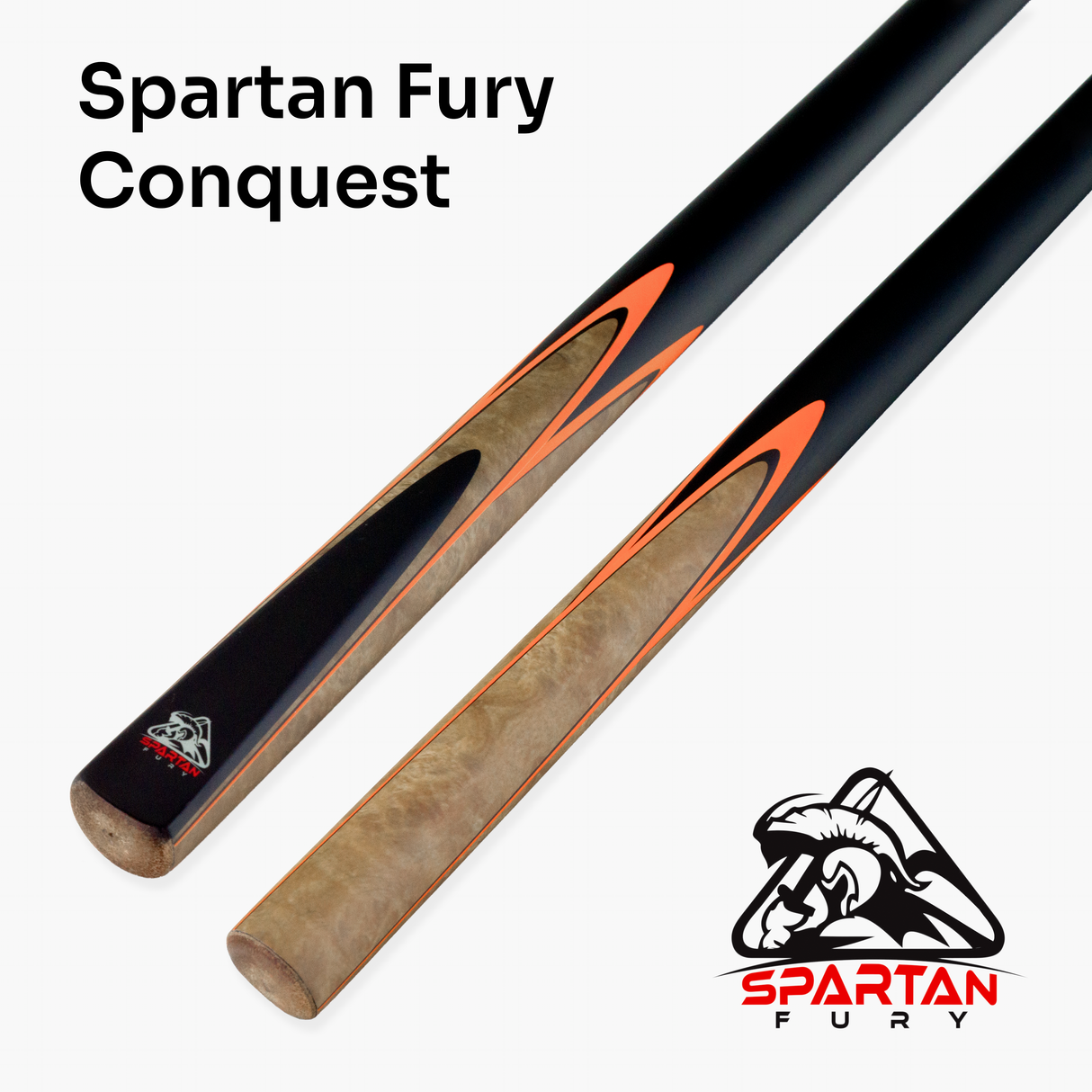 Spartan Fury CONQUEST 2 Piece Matching Ash Centre Joint Snooker Pool Cue 9.5mm Tip