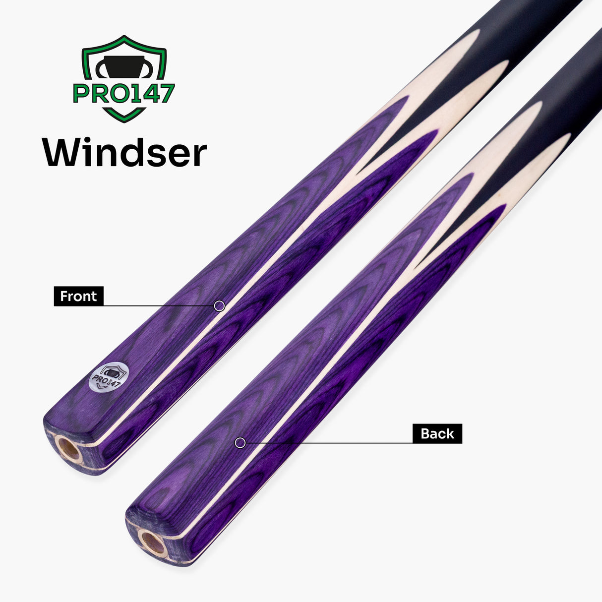 PRO147 Windser 57 Inch 2 Piece Ash Snooker and Pool Cue with 9.5mm Tip