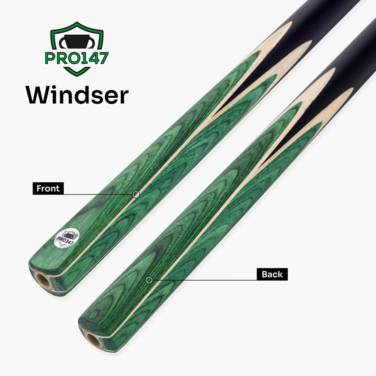 PRO147 Windser 57 Inch 2 Piece Ash Snooker and Pool Cue with 9.5mm Tip