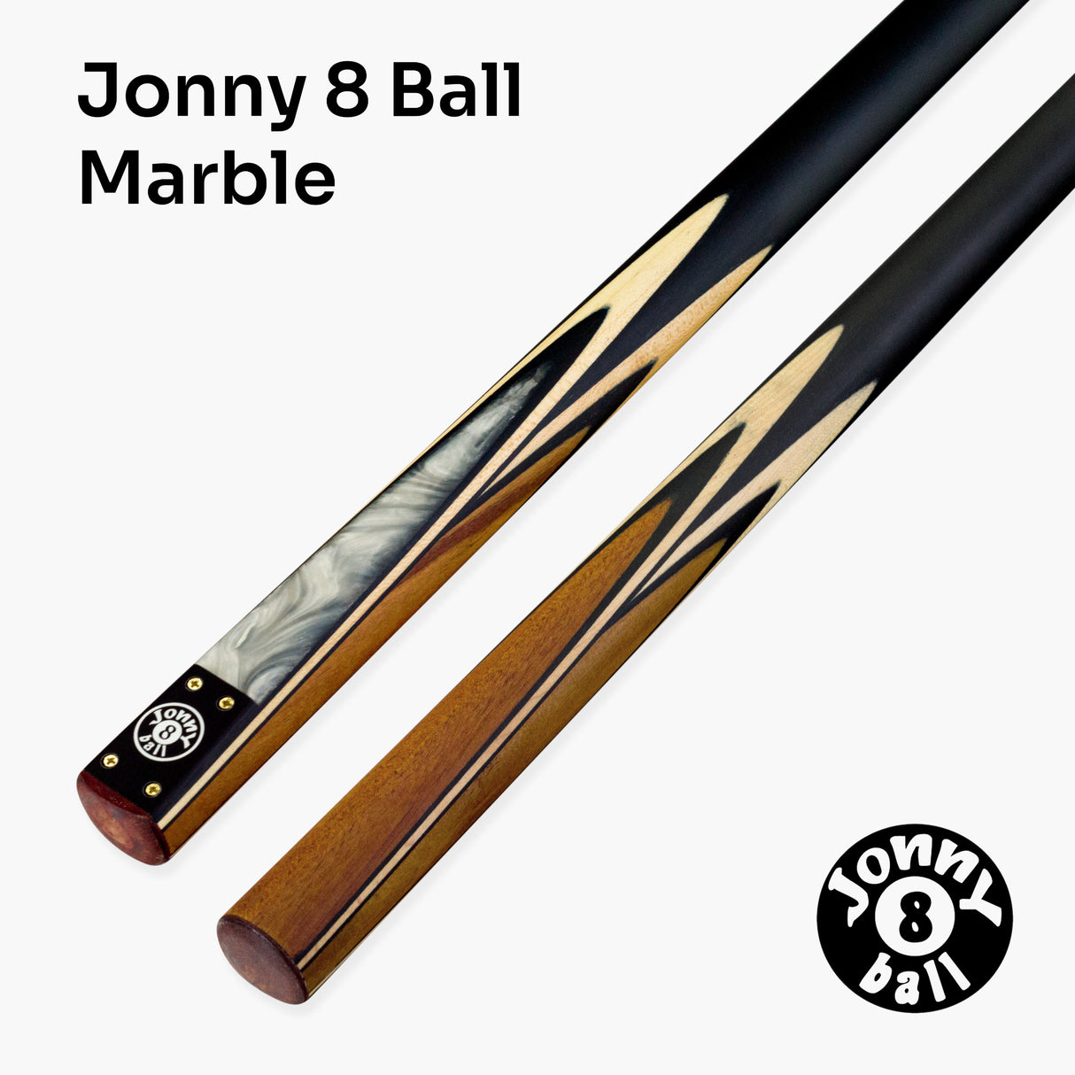 Jonny 8 Ball Marble 57 Inch 2 Piece Matching Ash Snooker Pool Cue with 9mm Tip