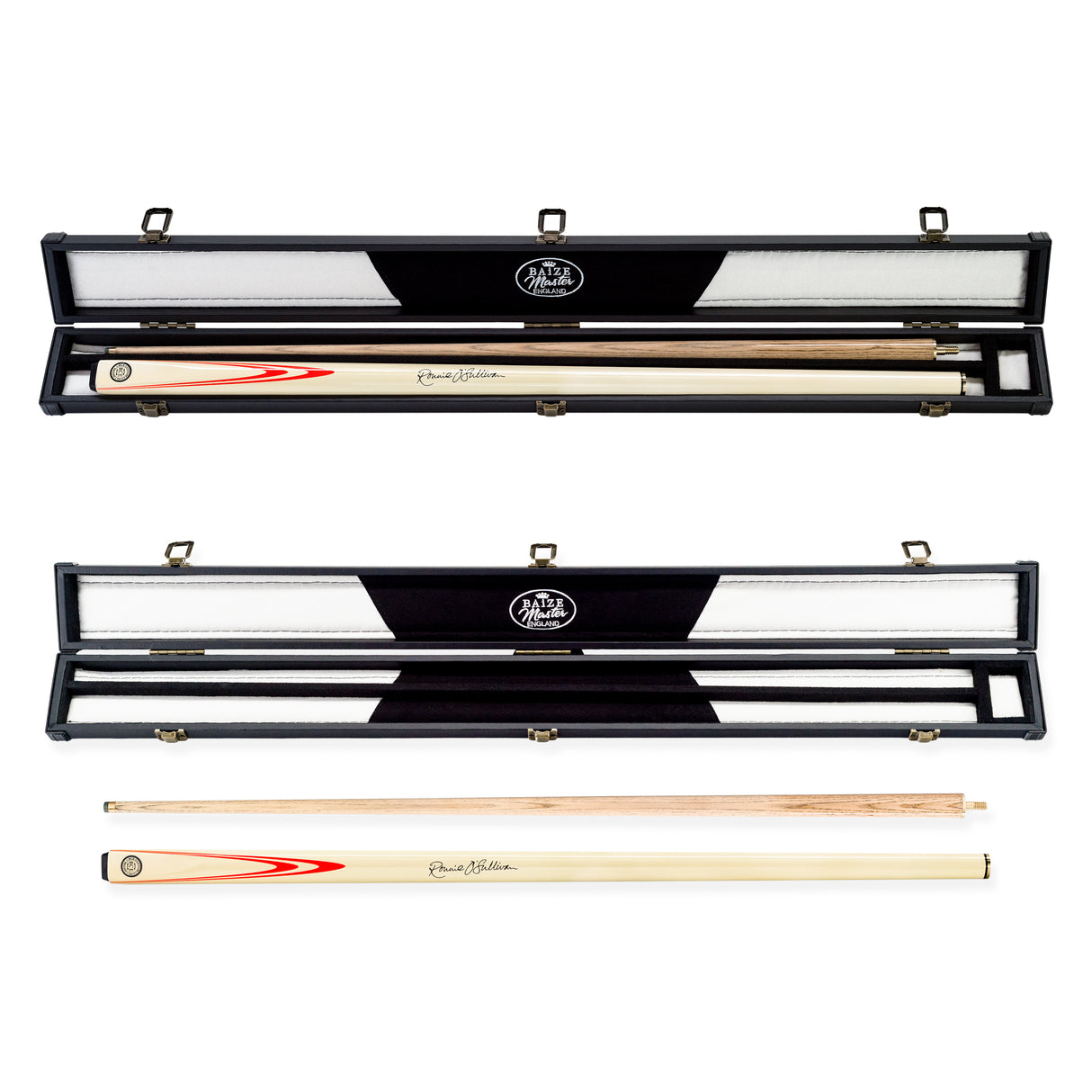 BCE Ronnie O’Sullivan Endorsed Limited Edition 2 Piece Ash Snooker and English Pool Cue and Case Set 9.5mm Tip - Orange Flare