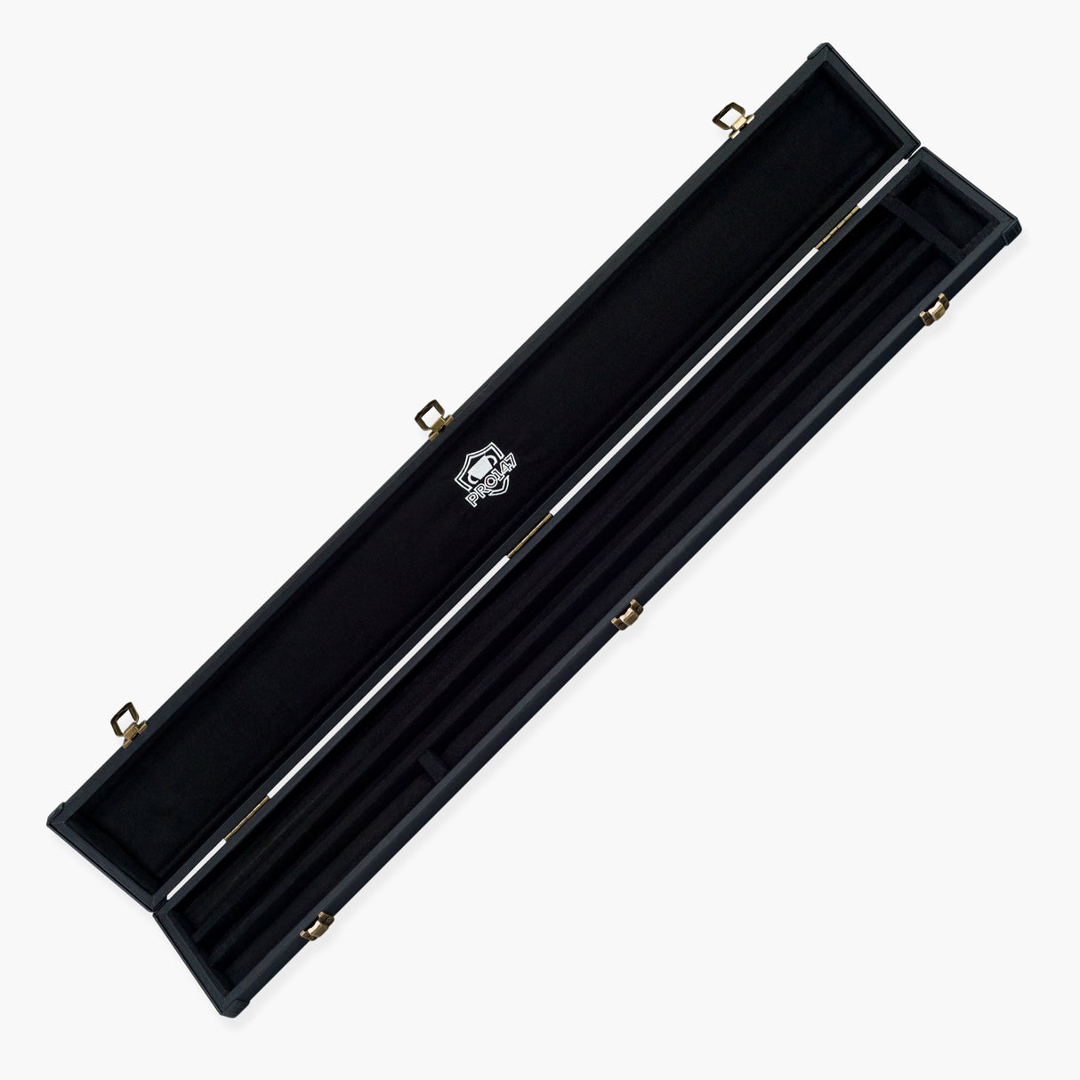 PRO147 Plain Black Deluxe 2 Piece 3 SLOT Snooker Pool Cue Case with Plastic Ends