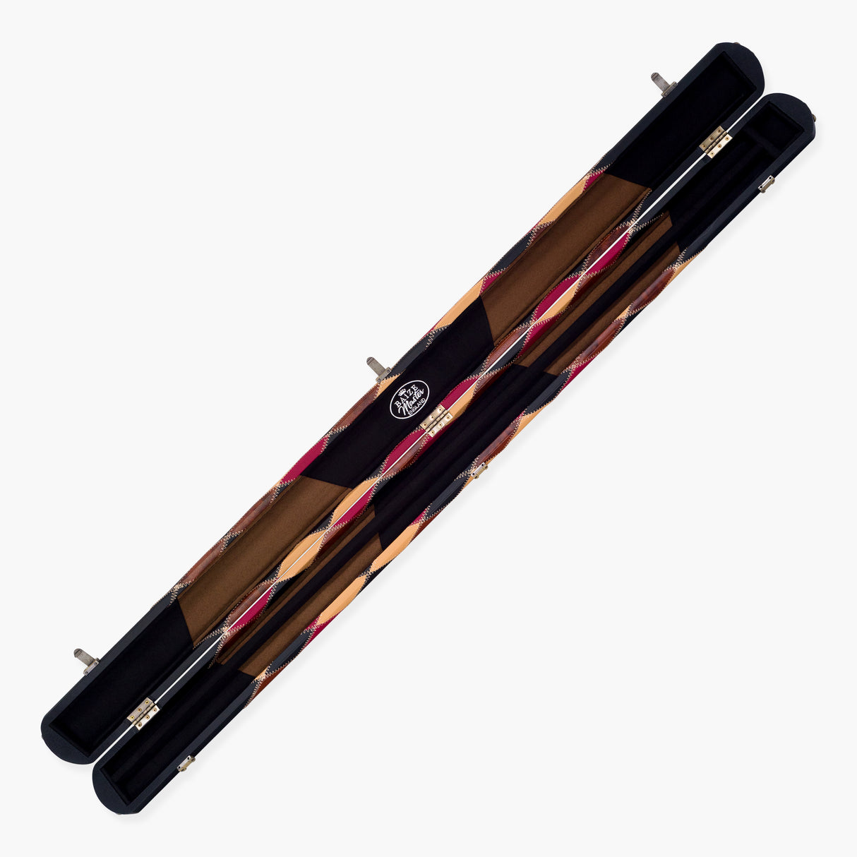 Baize Master 3/4 Joint 2 Slot DIAMONDS Luxury Round End Case with Studs - Holds 1 x ¾ Cue + Extensions and Accessories