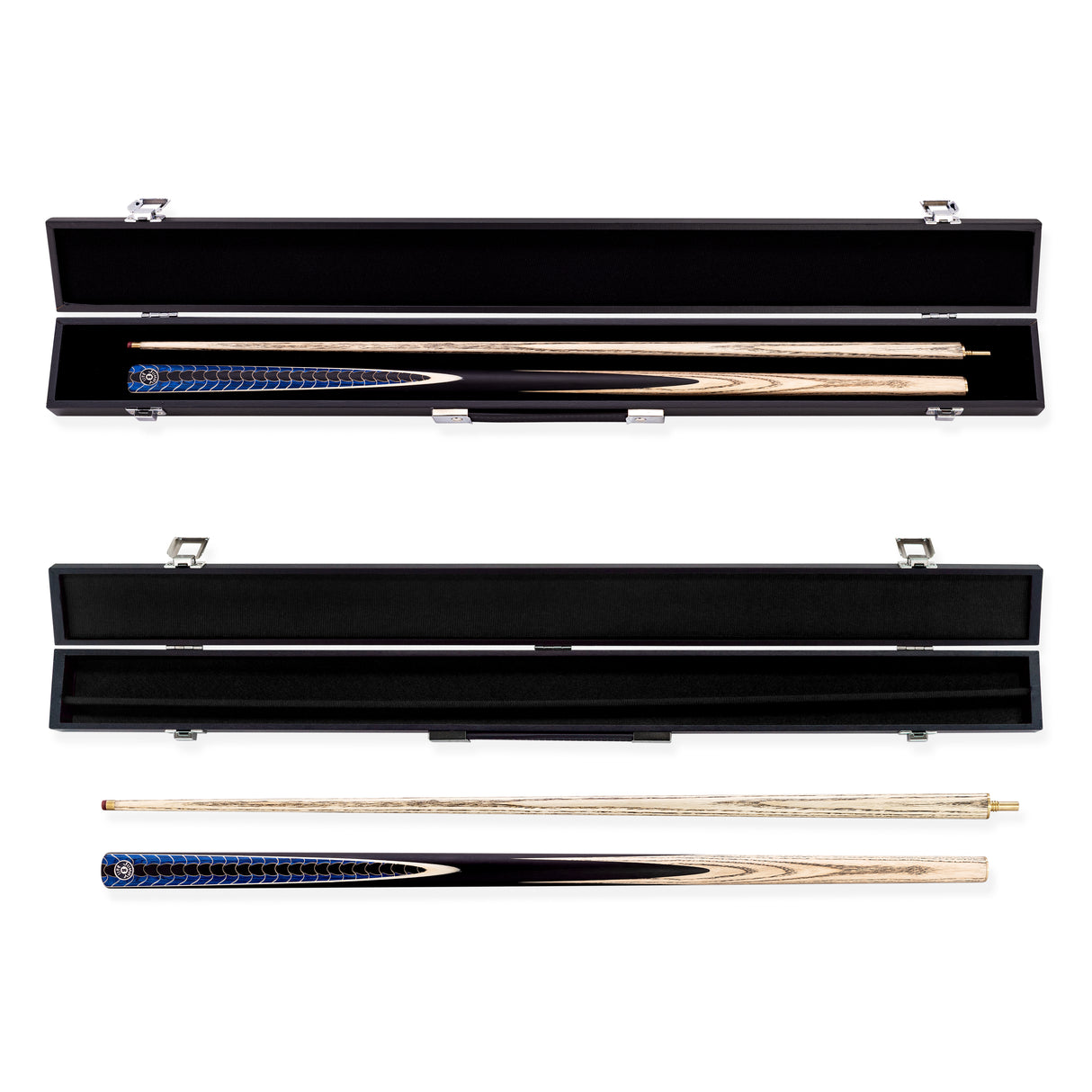 Jonny 8 Ball Blue Dragon 2 Piece 57 Inch English Pool Cue and Case Set with 8.5mm Red Layered Tip