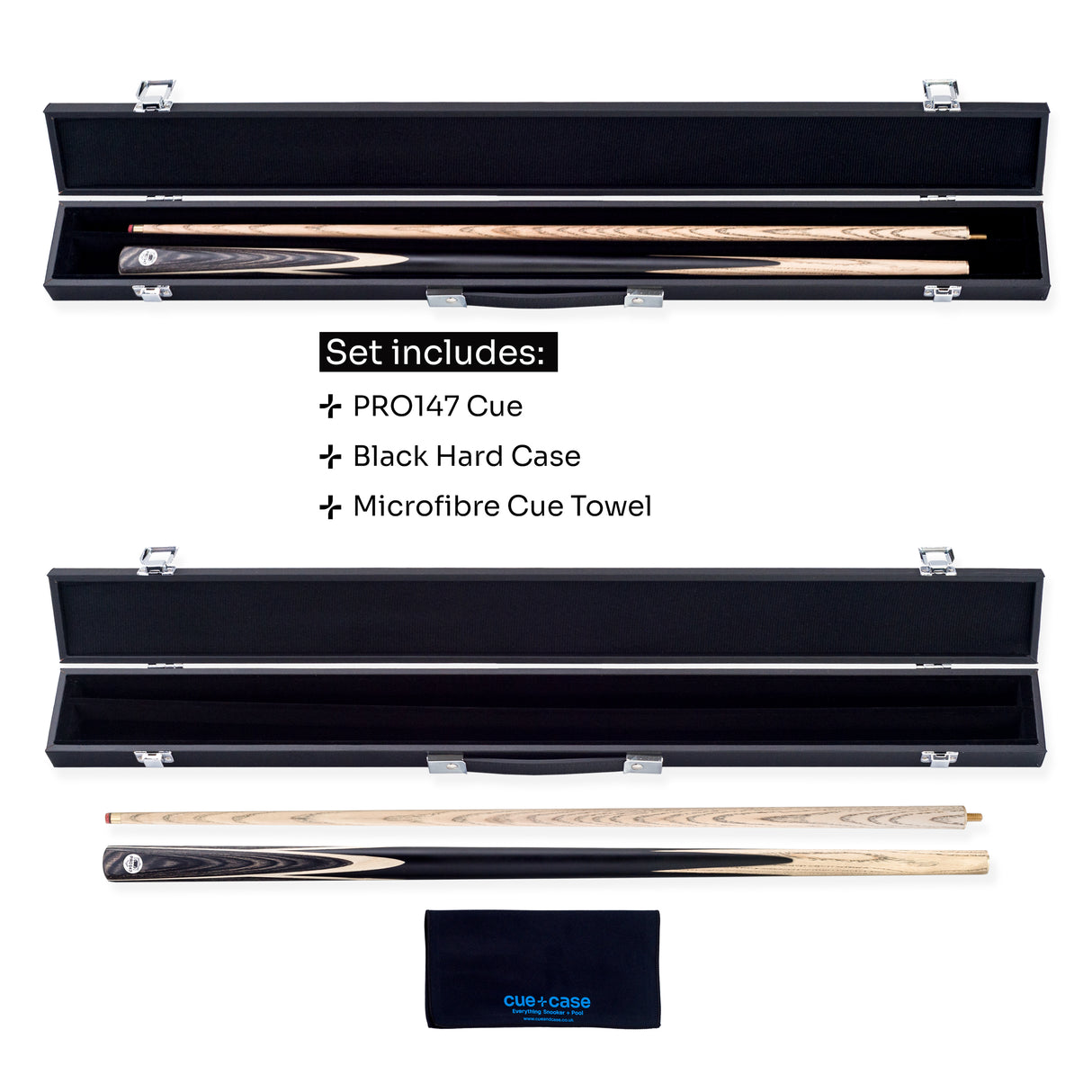 PRO147 Windsor 2 Piece Snooker and Pool Cue and Case Set 9.5mm Red Professional Tip