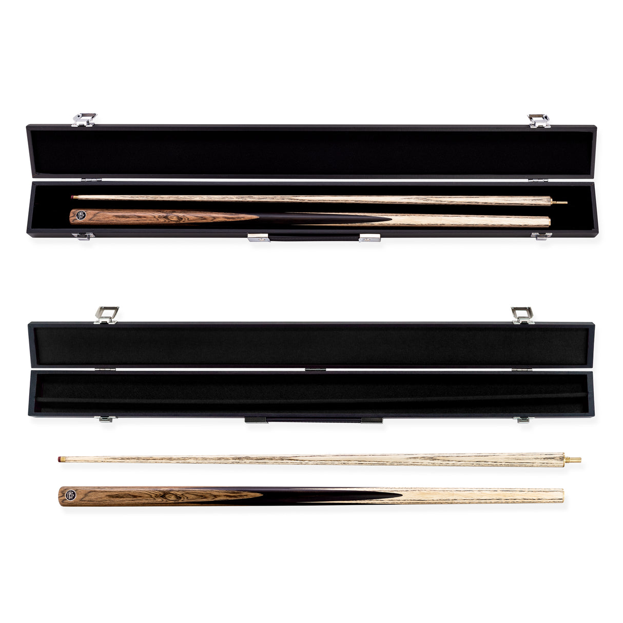 Baize Master Golden Sandalwood 2 Piece 57 Inch English Pool Cue and Case Set with 9.5mm Red Layered Tip