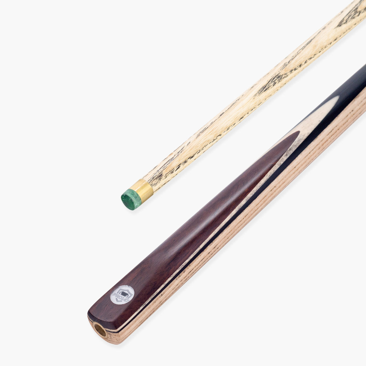PRO147 Pro Match Walnut 2 Piece Snooker and Pool Cue 9.5mm Green Layered Tip