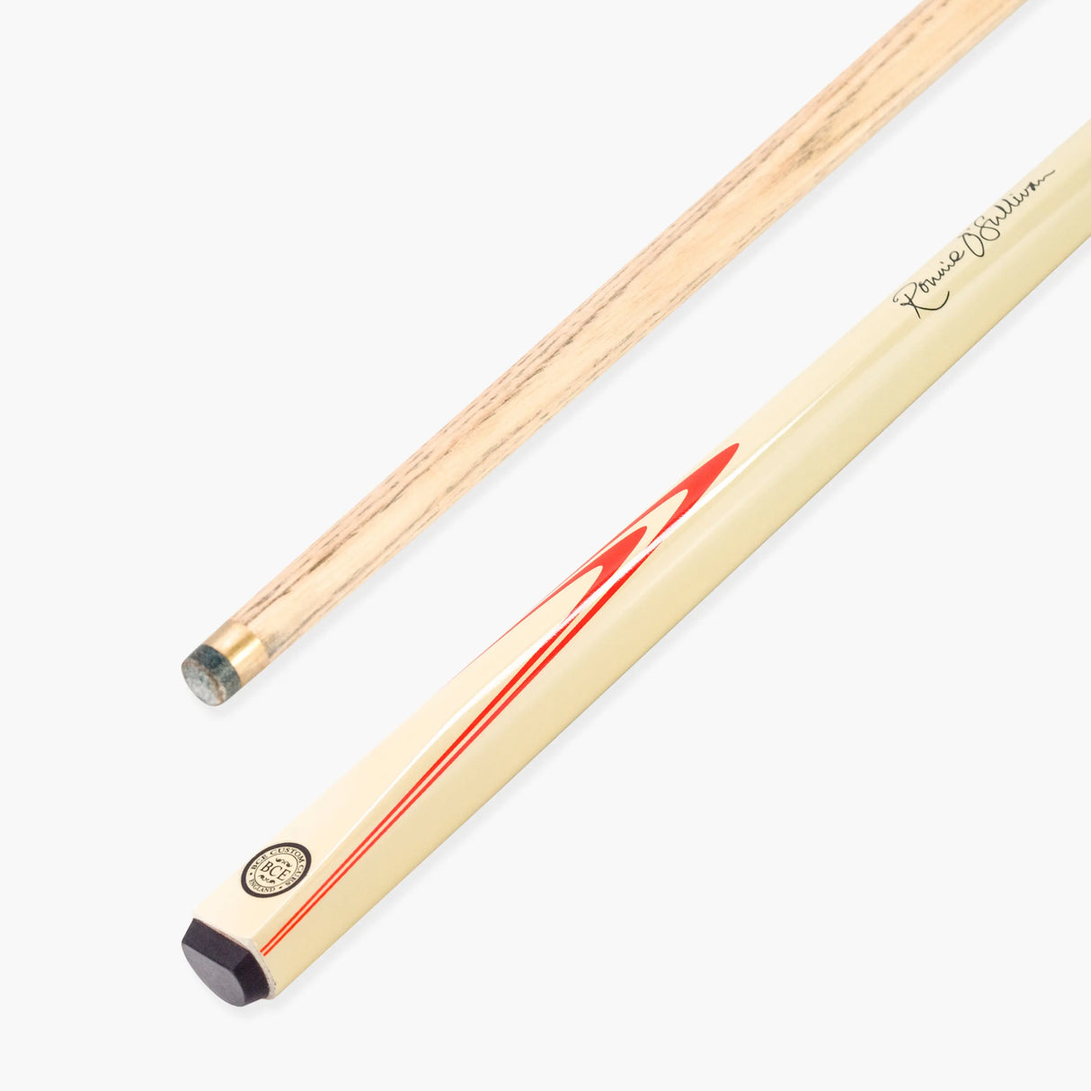 BCE Ronnie O'Sullivan ORANGE FLARE Cream Butt 2pc Ash Pool Snooker Cue 9.5mm Tip BCE