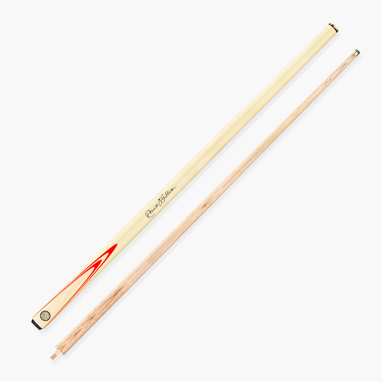 BCE Ronnie O’Sullivan Endorsed Limited Edition 2 Piece Ash Snooker and English Pool Cue and Case Set 9.5mm Tip - Orange Flare