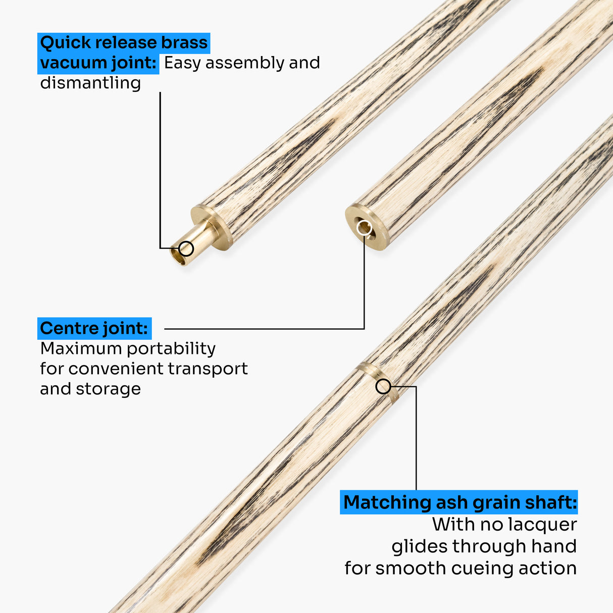 PRO147 Maple Flash 57 Inch 2 Piece Ash Snooker and Pool Cue 9.5mm Tip