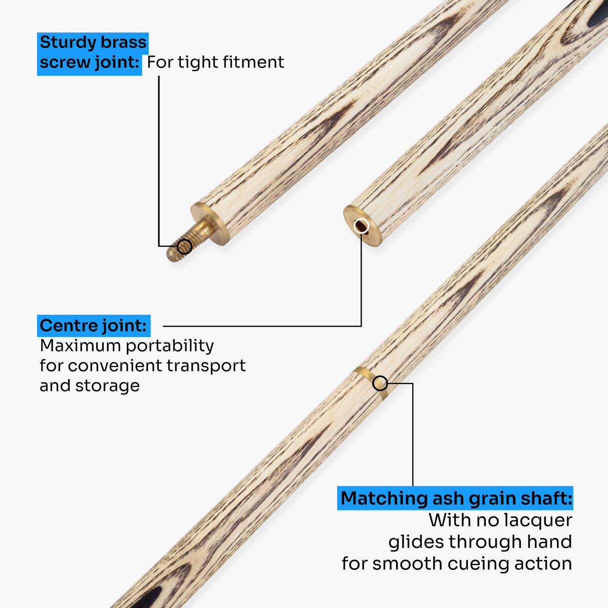 Jonny 8 Ball Marble 2 Piece Snooker and Pool Cue and Case Set 9mm Tip