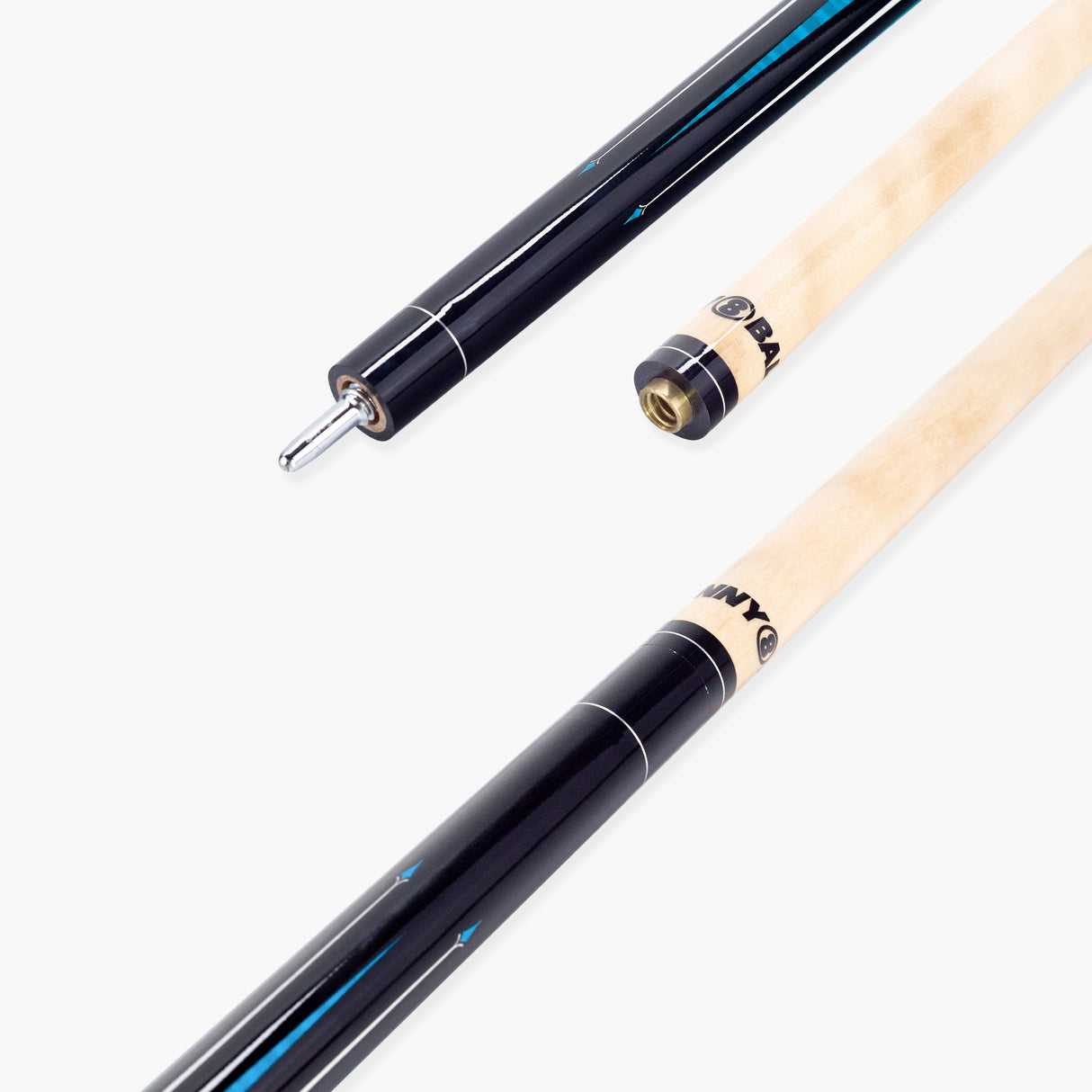 Jonny 8 Ball Harpoon 58 Inch 2 Piece American Pool Cue with Birch Shaft and 13mm Layered Tip