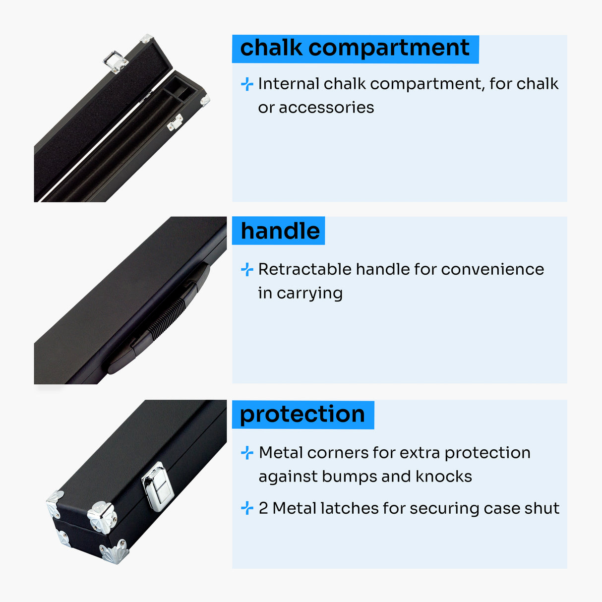 Baize Master Challenger 2 Piece Snooker Pool Cue and Case Set 9.5mm Pro Leather Tip with Black Hard Case