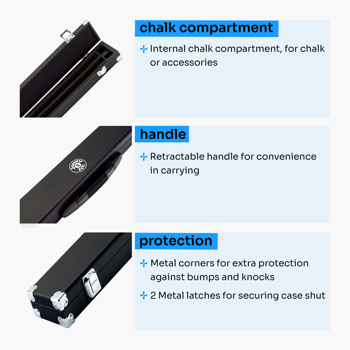 Jonny 8 Ball Marble 2 Piece Snooker and Pool Cue and Case Set 9mm Tip